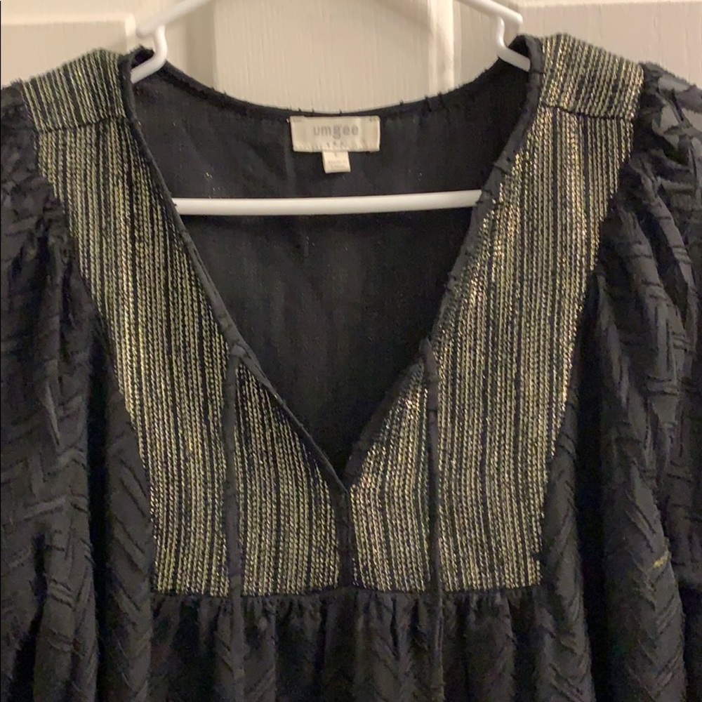 Umgee black and gold chevron dress small